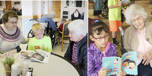 Fulda Elementary Second graders enjoy reading  together with Maple Lawn Residents