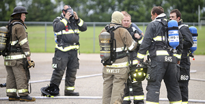 Burn trailer offering Fulda Fire  Fighters opportunity for training scenario