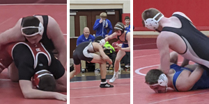 Minneota Vikings and Redwood Valley Cardinals battle Fulda/MCC Warrior Wrestlers